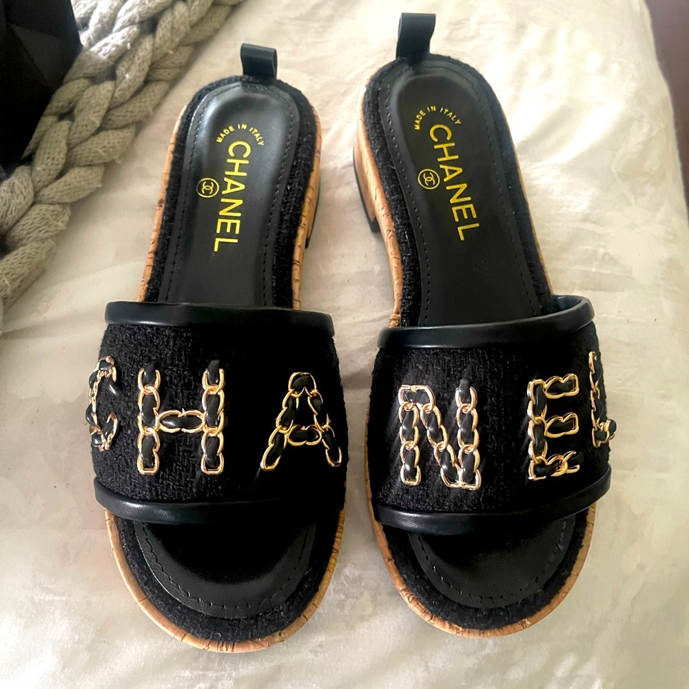 Like Chanel sandals. Size 38 women’s. Size 7.5  US womens. New. Never worn.